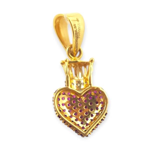 Beautiful Heart Shape Gold Pendant with Crown and Beautiful Design